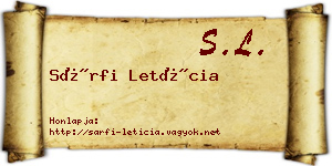 Sárfi Letícia névjegykártya